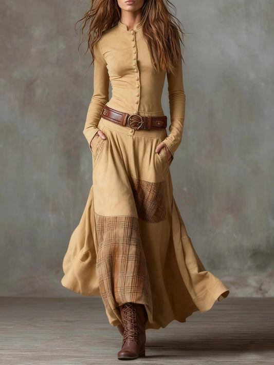LILY™ | BELTED SUEDE MAXI DRESS