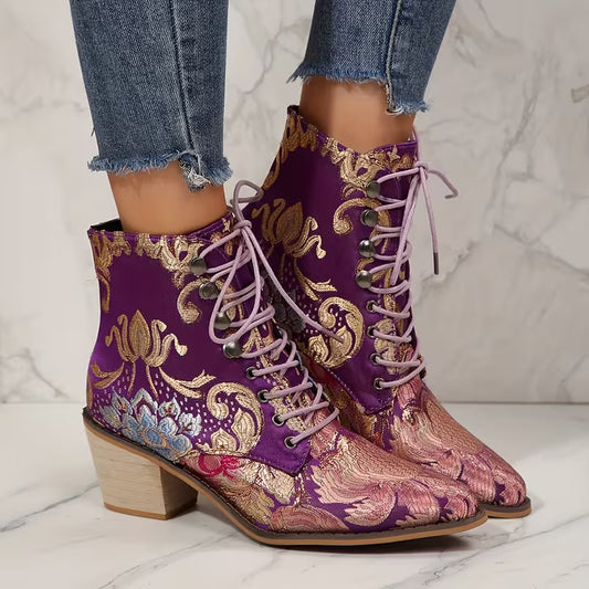 MERINDA™ WOMEN'S EMBROIDERED FLORAL THICK BOOTS