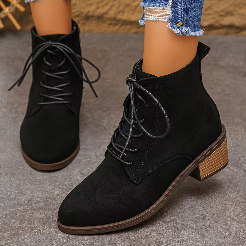 VASHTI™ WOMEN'S POINTED TOE CHUNKY HEELS ANKLE BOOTS