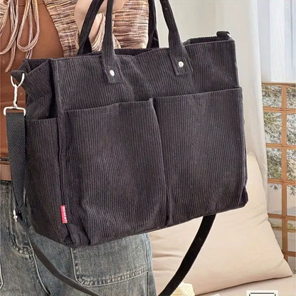 CHIC CORDUROY™ BLACK STRIPED CROSSBODY