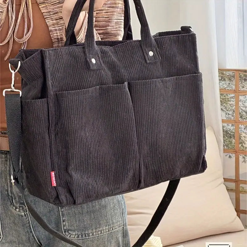 CHIC CORDUROY™ BLACK STRIPED CROSSBODY