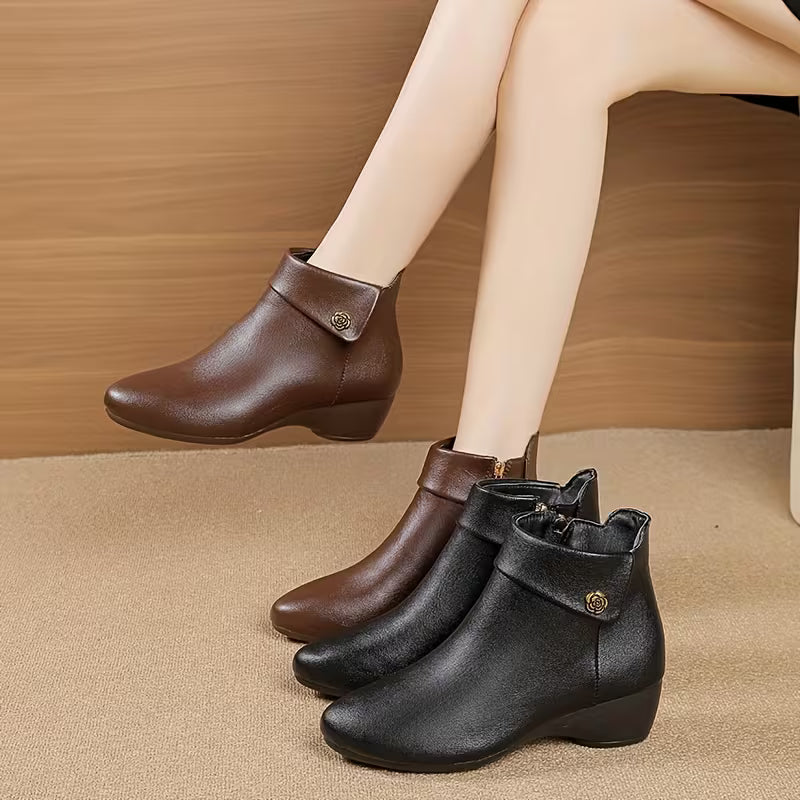 ODESSA™ WOMEN'S FAUX PU LEATHER SHORT ANKLE BOOTS