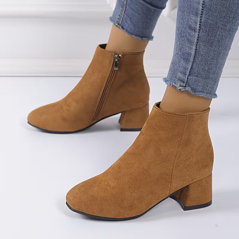 NOAS™ WOMEN'S BLOCK HEEL SIDE ZIPPER ANKLE BOOTS