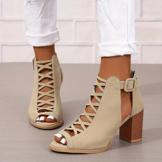 TERRI™ WOMEN'S COMFY CHUNKY HEEL FAUX SANDALS