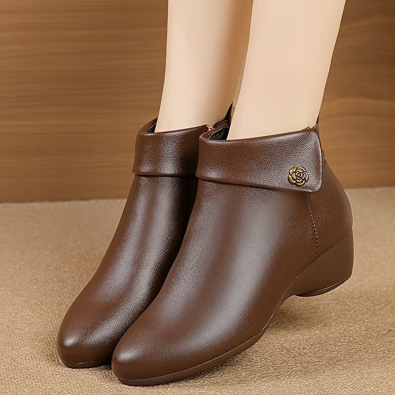 ODESSA™ WOMEN'S FAUX PU LEATHER SHORT ANKLE BOOTS