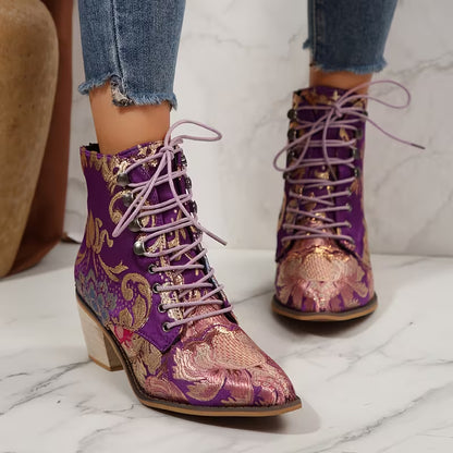 MERINDA™ WOMEN'S EMBROIDERED FLORAL THICK BOOTS