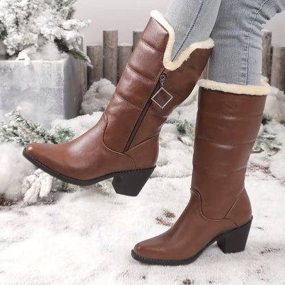 CLANCY™ WOMEN'S CHUNKY HEEL SIDE ZIPPER WINTER BOOTS