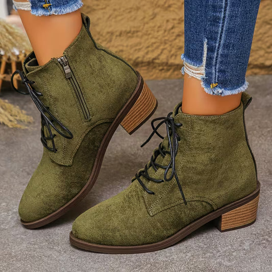 VASHTI™ WOMEN'S POINTED TOE CHUNKY HEELS ANKLE BOOTS