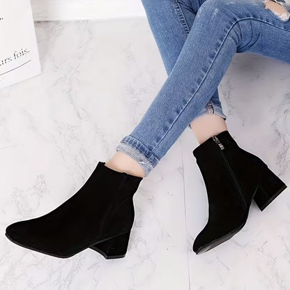 NOAS™ WOMEN'S BLOCK HEEL SIDE ZIPPER ANKLE BOOTS