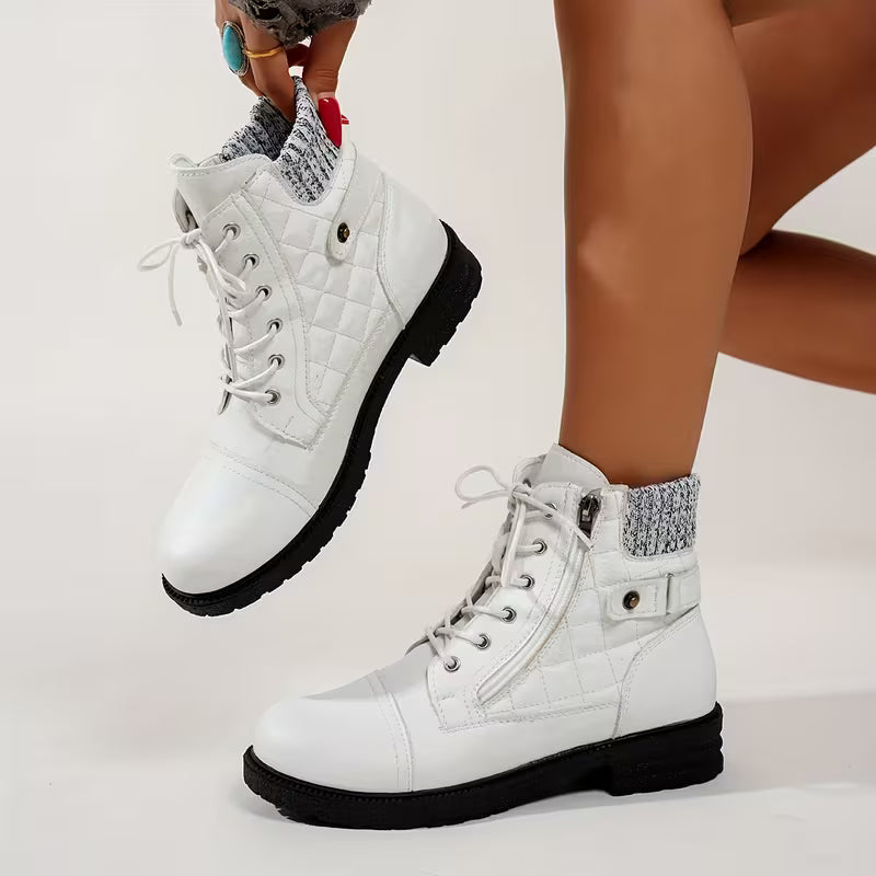 HARLOWE™ WOMEN'S KNIT COLLAR COMFORTABLE ROUND TOE BOOTS