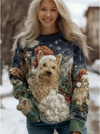 Women's Casual Animal Graphic Knit Pullover