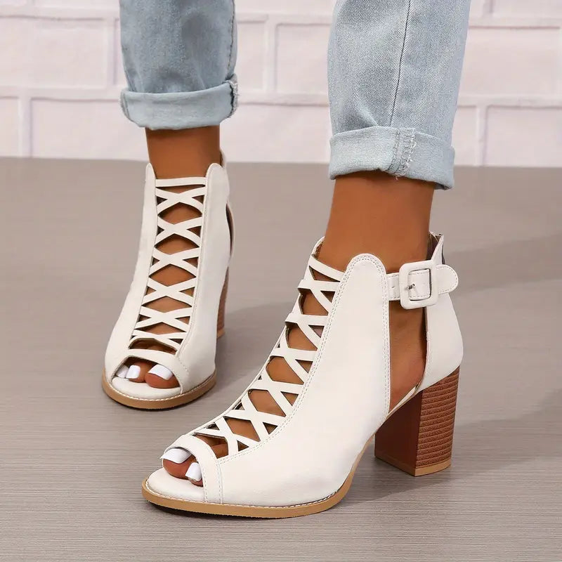 TERRI™ WOMEN'S COMFY CHUNKY HEEL FAUX SANDALS