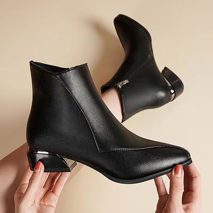 ALORAS™ WOMEN'S CHUNKY LOW HEEL POINTED TOE ANKLE BOOTS