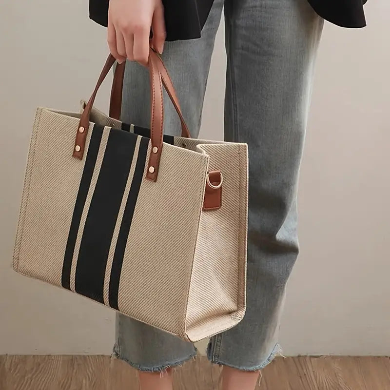 CHARLOTTE™ STRIPED CANVAS TOTE BAG