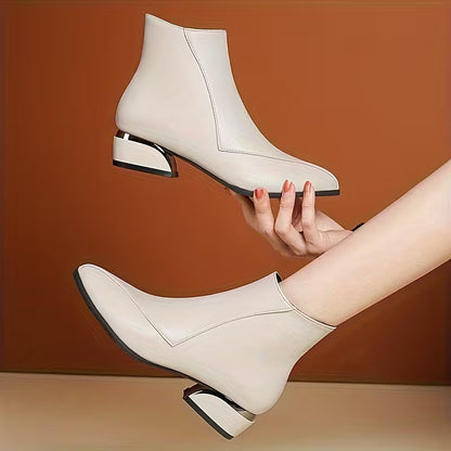 ALORAS™ WOMEN'S CHUNKY LOW HEEL POINTED TOE ANKLE BOOTS