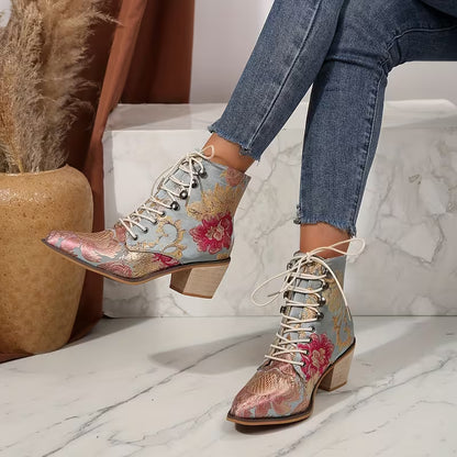 MERINDA™ WOMEN'S EMBROIDERED FLORAL THICK BOOTS