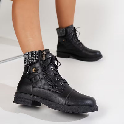 HARLOWE™ WOMEN'S KNIT COLLAR COMFORTABLE ROUND TOE BOOTS