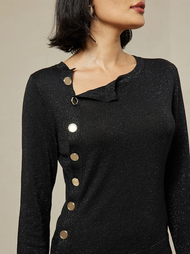 Women's Cropped Button Knit Top