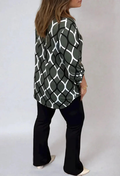 Jannita Long Sleeve Blouse - Elegant Pattern Casual Top