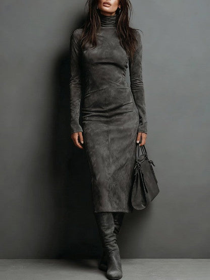 LORENA - LONG BROWN MIDI DRESS