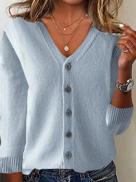 Women's Ribbed V-Neck Cardigan