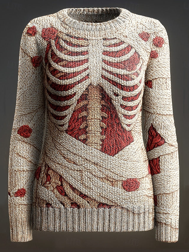 Women's Halloween Skeleton Graphic Knit Pullover