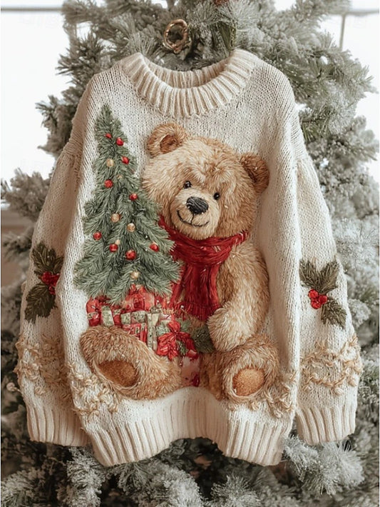 Women's Casual Animal Graphic Knit Pullover