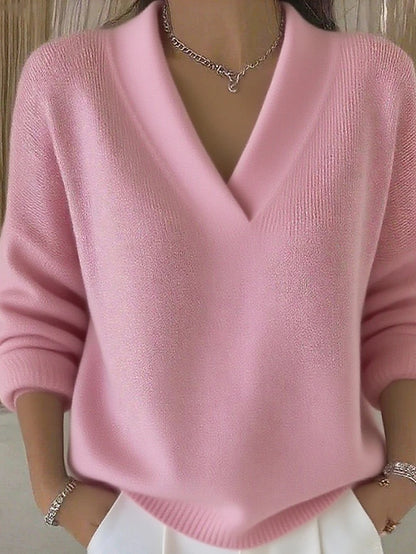 Women's Loose Fit V-Neck Pullover