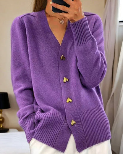 LEONA™ | HEART-BUTTON CARDIGAN