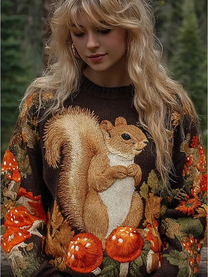 Women's Casual Animal Graphic Knit Pullover